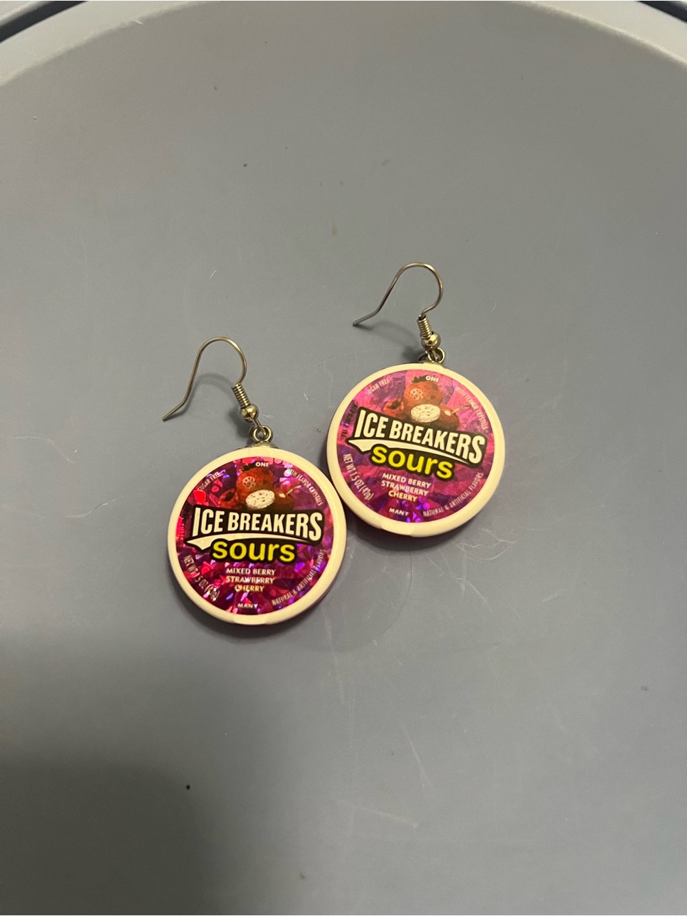Icebreaker Pink Sours Candy Tin Drop Earrings